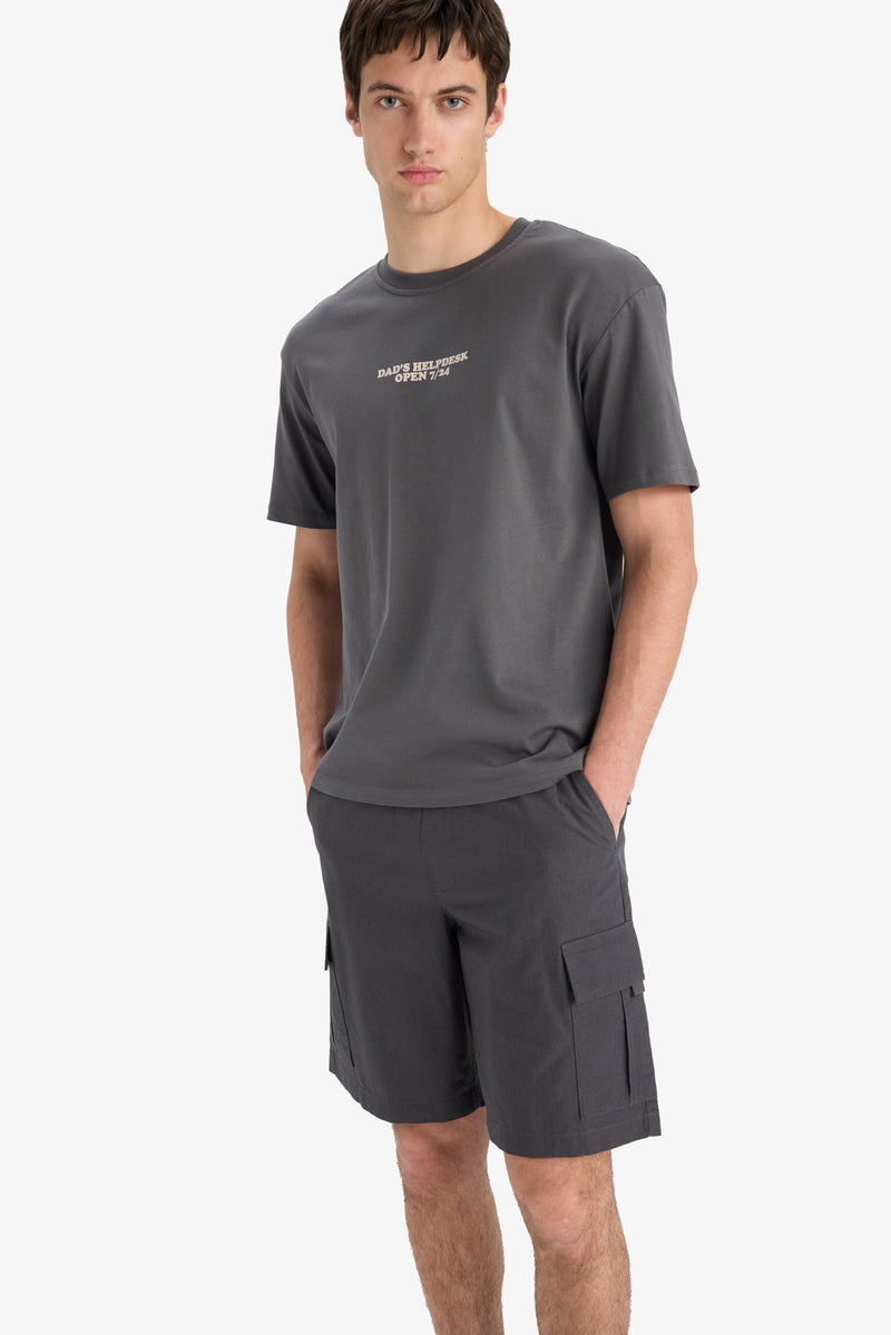 DeFacto Grey Man Cotton Relax Fit Bermuda Shorts Casual - Image 5
